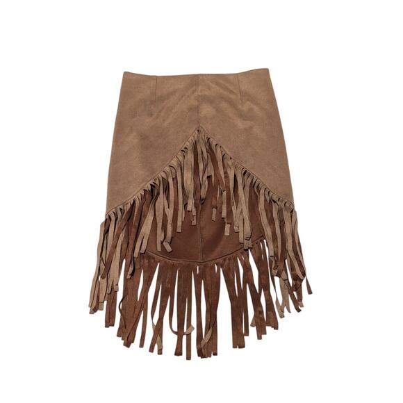 Brown Suede Fringe Wrap Skirt - Picture 5 of 5